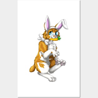 Bobtail BunnyCat: Ginger Bicolor (White) Posters and Art